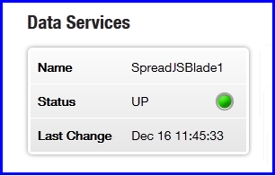 Liberator status page showing SpreadJSBlade data service