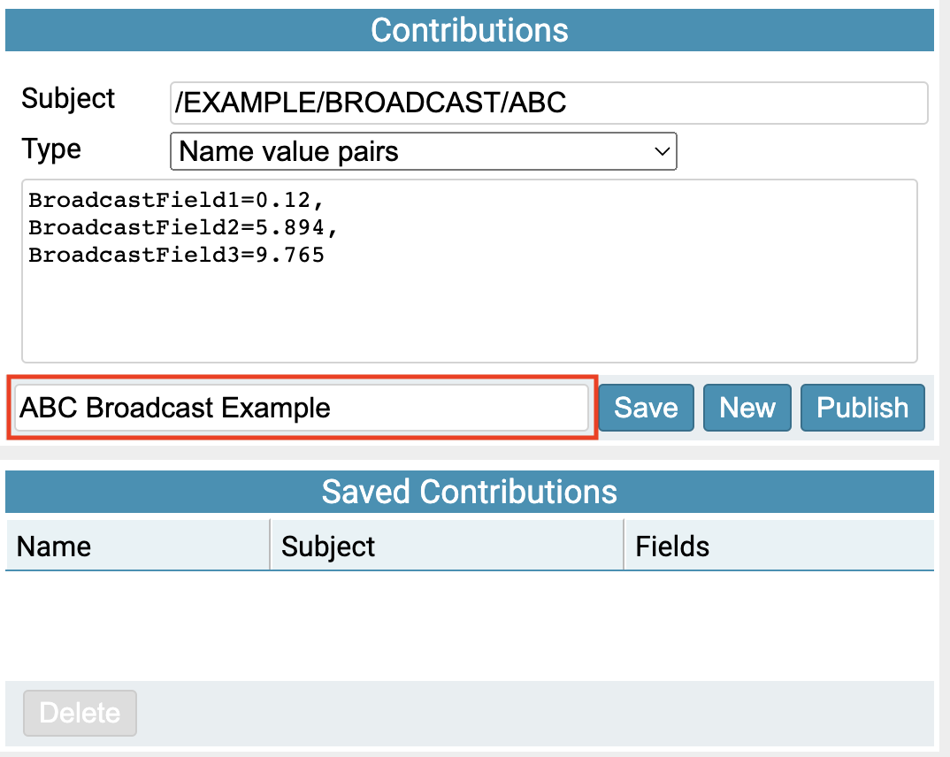 Screenshot showing an example name having been entered for the contribution