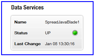  Liberator status page showing SpreadJavaBlade data service