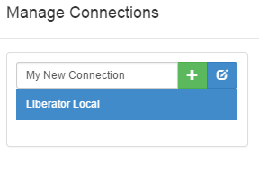 Liberator Explorer Manage Connections with plus button