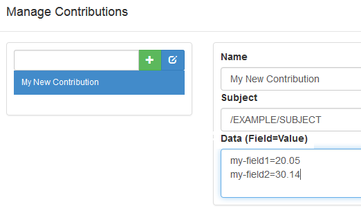 Entering contribution subject and fields
